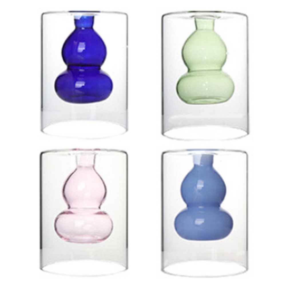 꽃병 유리화병 VASE 빈티지 오브제 유리 꽃 2단 물방울 - 메인 이미지