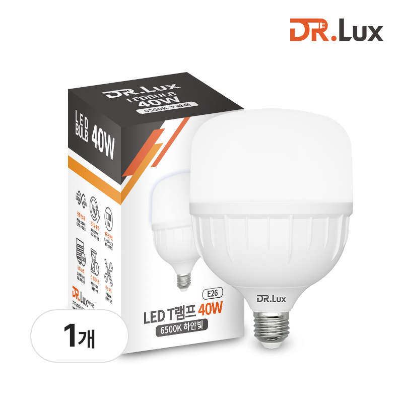 LED 전구 T램프 40W, 주광색, E26 소모갈, 1개