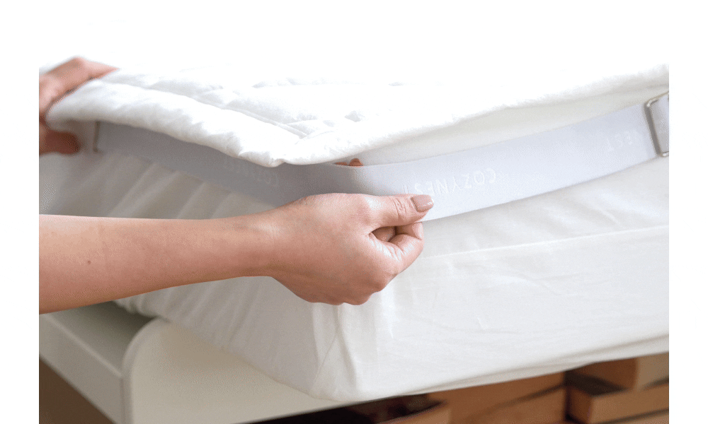 레노마홈 라뜰리 양모 침대 패드 이지 밴드 플라워 패턴 스트라이프 80수 고밀도원단