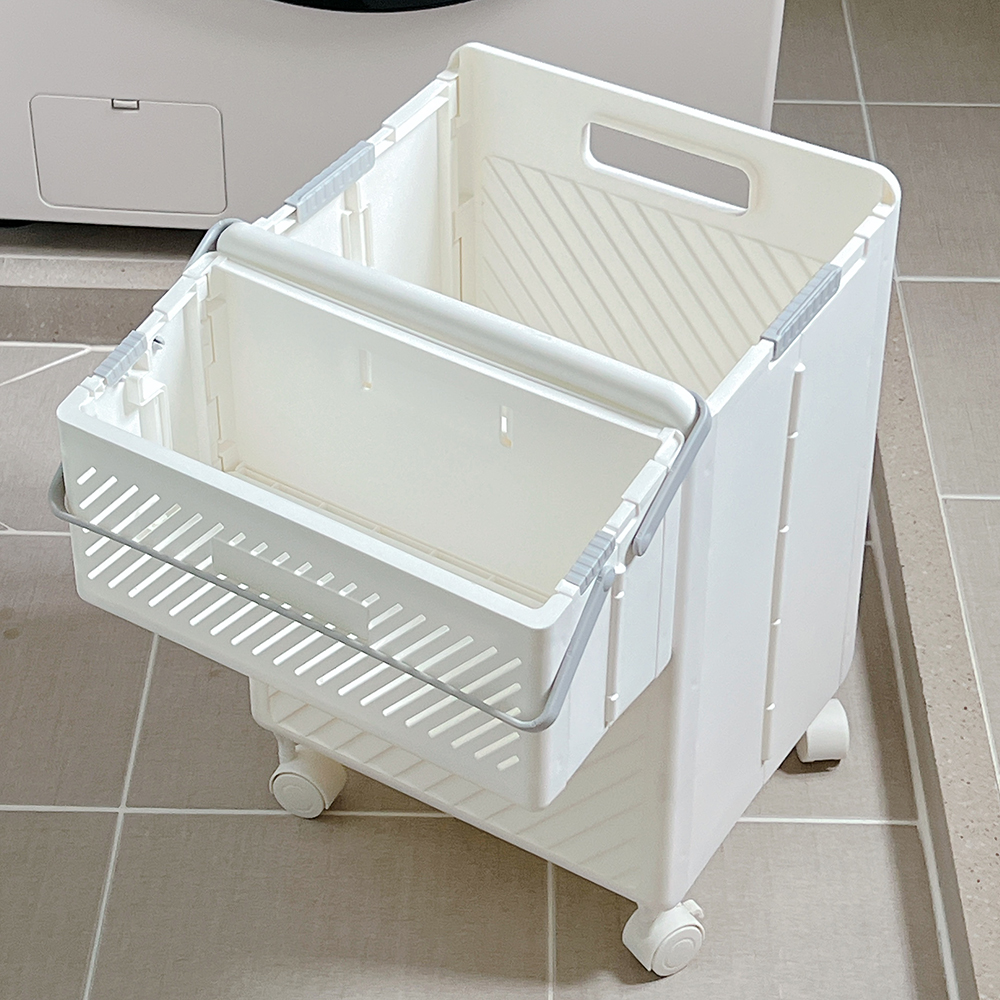 살림공간 접이식 대용량 빨래바구니 이동식 세탁물 빨래바구니