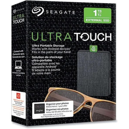[해외]Seagate 울트라 터치 SSD 1TB 외장 솔리드 스테이트 드라이브 휴대용 - PC MAC용 블랙 USB-C USB 3.0 및 Android, Mylio, Adobe 3