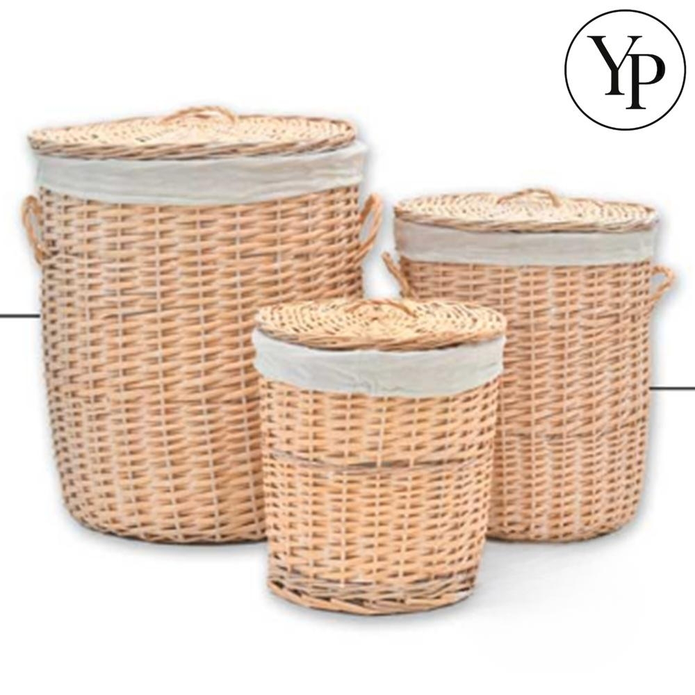 라탄 세탁 바구니 3종 수납 원형 정리함 바스켓 장난감 빨래 펠트 뚜껑 트레이
