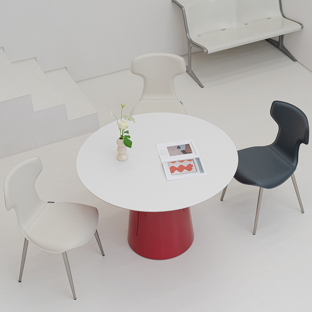 [헨지디자인] 비노 딥 레드 라운드 세라믹 테이블 원목 인테리어식탁