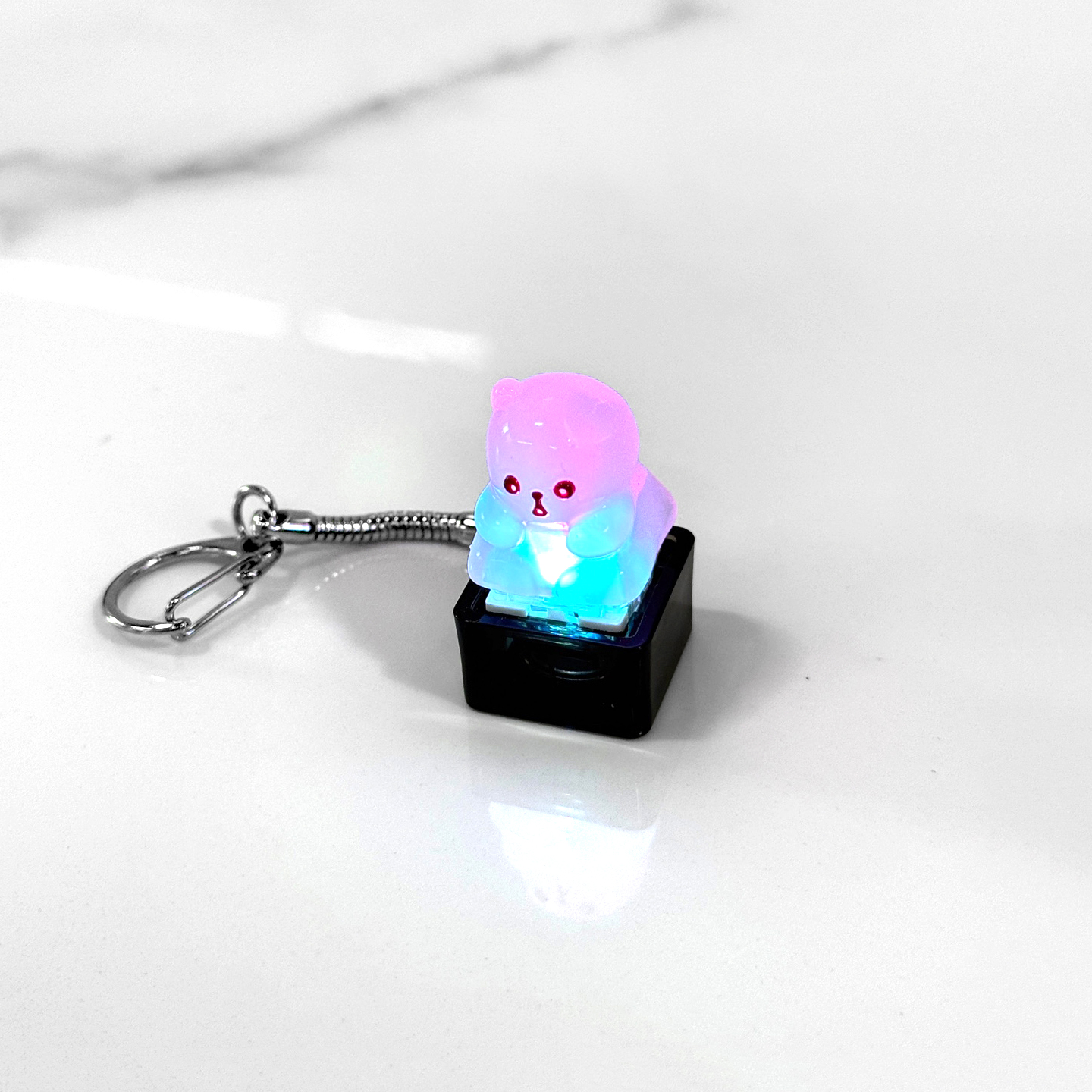 포인트키캡 키링 LED 딸깍이 아티산 귀여운 동물 열쇠고리 차키 가방 젤리곰 포도곰 이미지 6