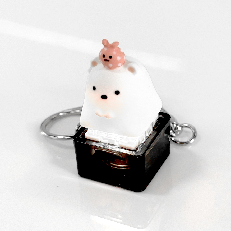 포인트키캡 키링 LED 딸깍이 아티산 귀여운 동물 열쇠고리 차키 가방 북극곰 이미지 8