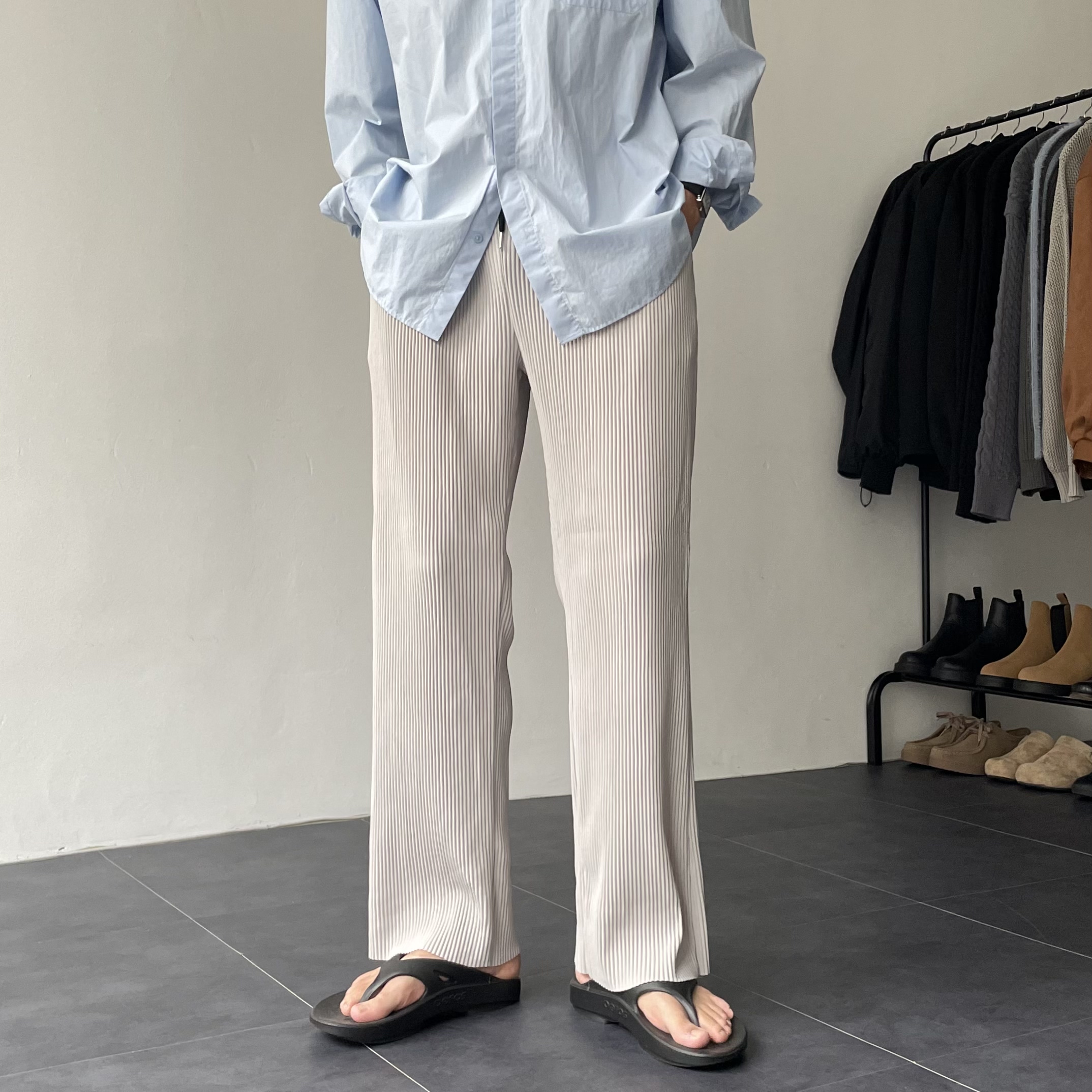 남자플리츠팬츠 남자와이드팬츠 남성냉장고바지 - 상품 이미지