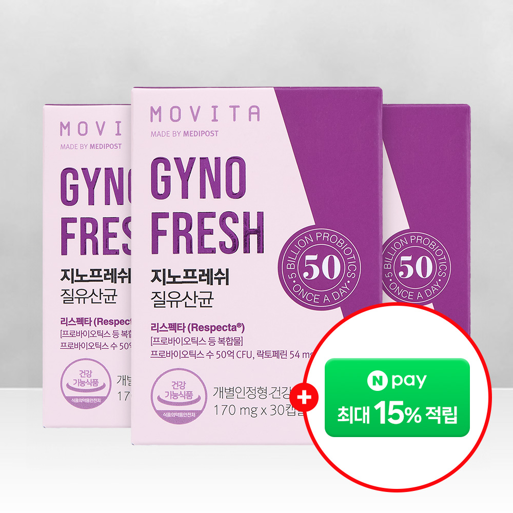 모비타 50억 지노프레쉬 질유산균 리스펙타 임산부 장건강 여성 영양제 30캡슐, 3개