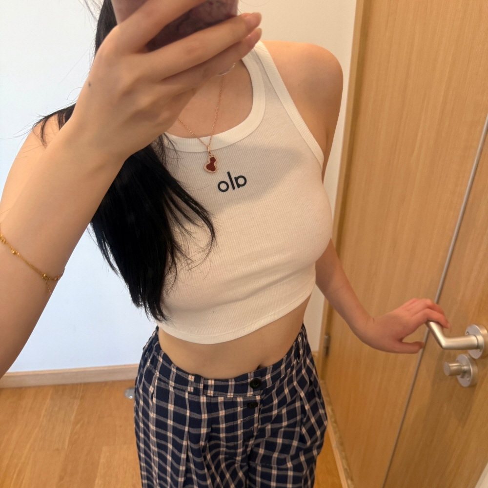 alo 알로 요가 아스파이어 탱크 블랙 화이트 이미지 8