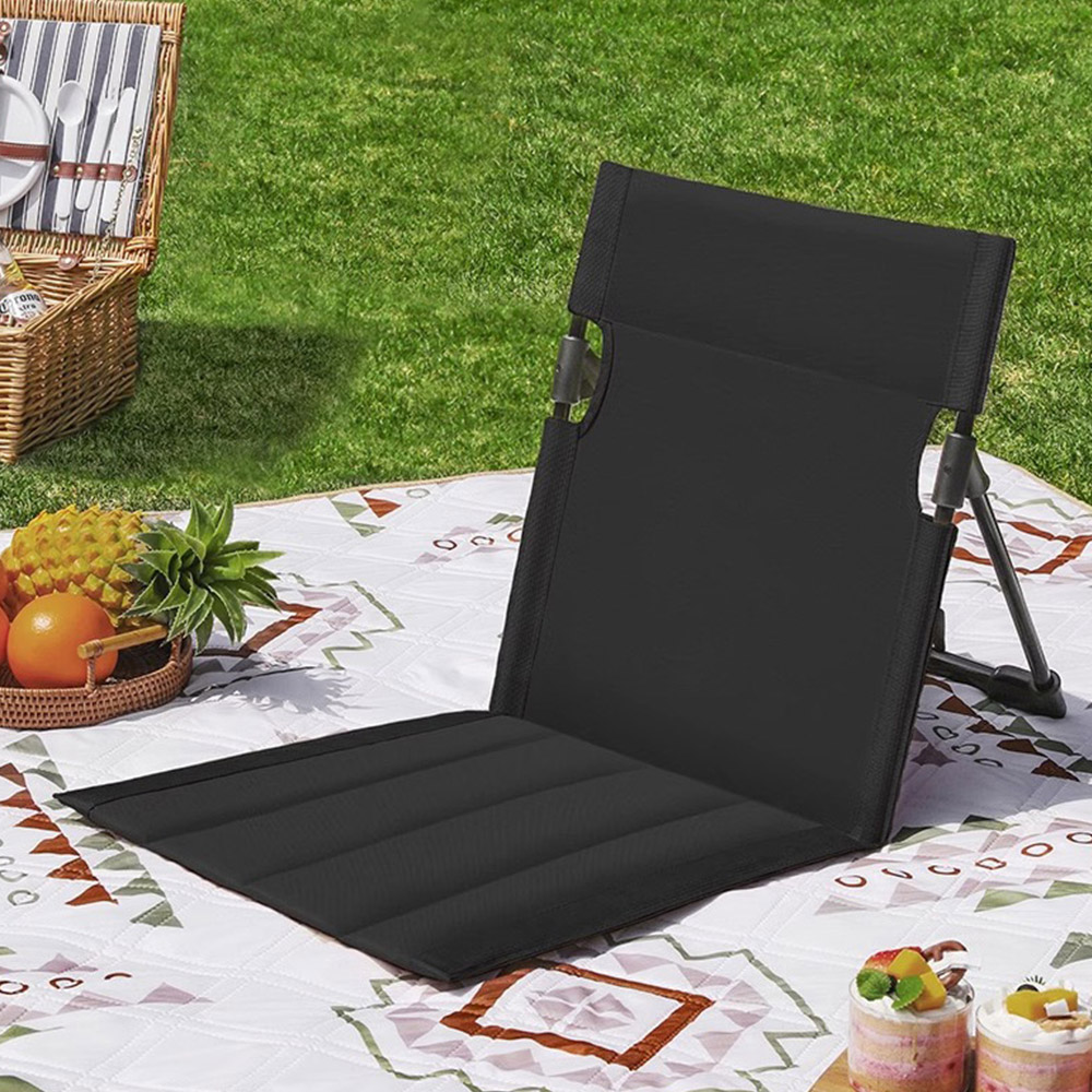 그라운드체어 캠핑 등받이 접이식 휴대용 좌식의자 로우, 블랙, 1개
