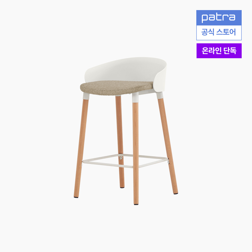 파트라 올라 우드 바스툴 홈바 식탁 의자 SSOA65W-2 크림화이트+베이지(컴피커버) - 메인 이미지