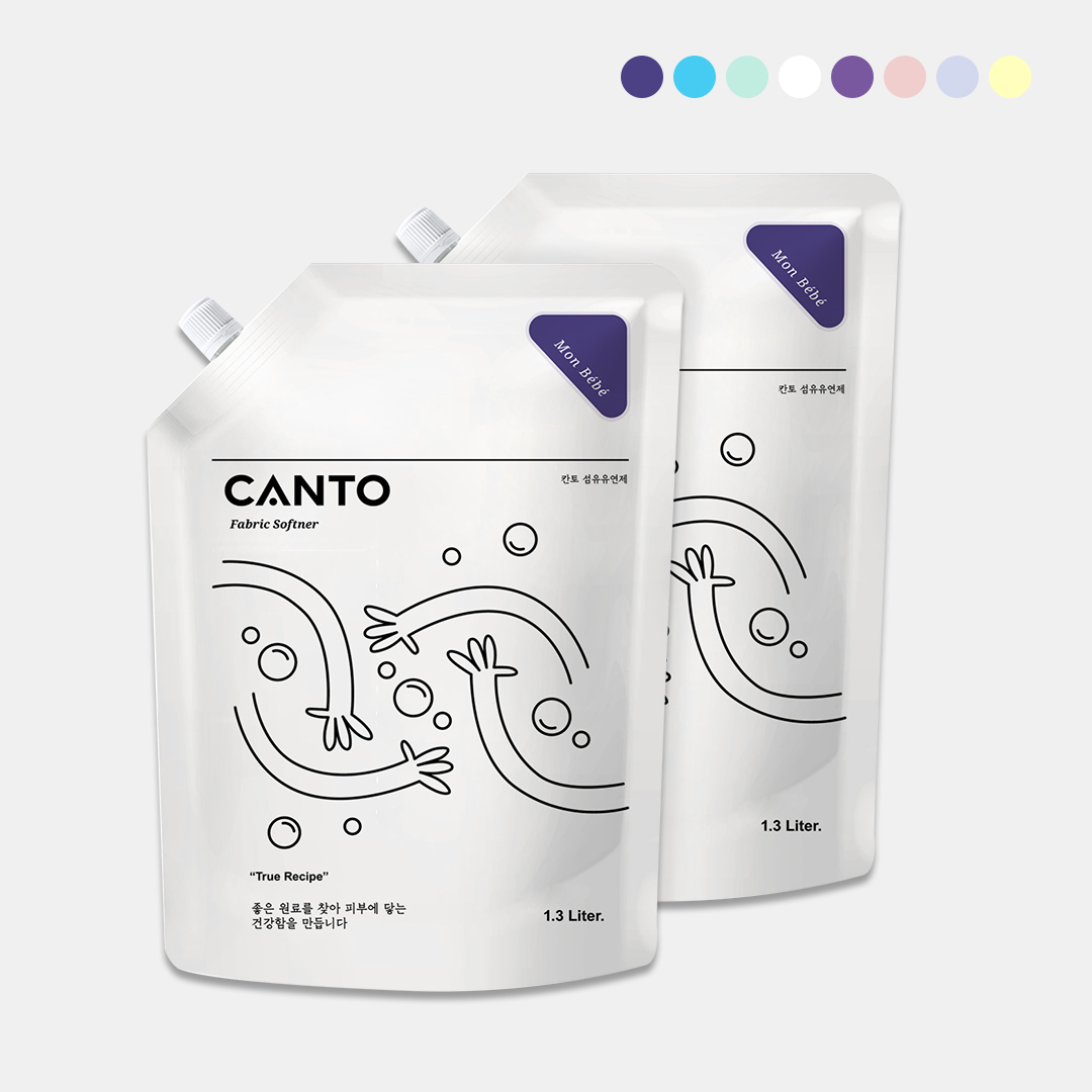 [1+1 구성] 칸토 프리미엄 섬유유연제 고농축 오래가는 향기 냄새 좋은 실내건조 섬유린스 우디 향 1.3L 파우치 몽베베+1.3L 파우치 몽베베 제품 이미지