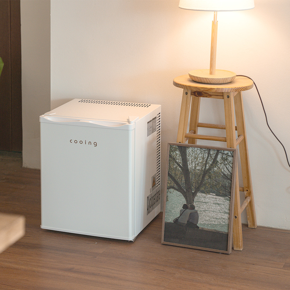 쿠잉 무소음냉장고 REF-N25 화이트 미니 원룸 사무실 기숙사 탕비실 음료수냉장고