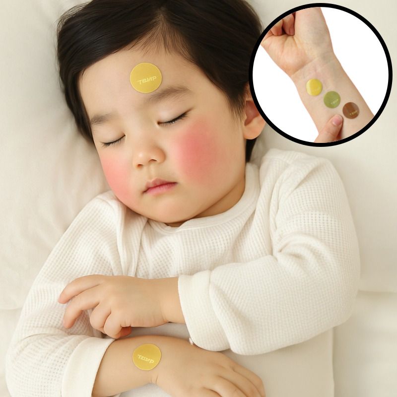붙이는 체온계 휴대용 체온 스티커 온도 온도계 템프밴드 열감지 발열 여행용 고열 발열 체크