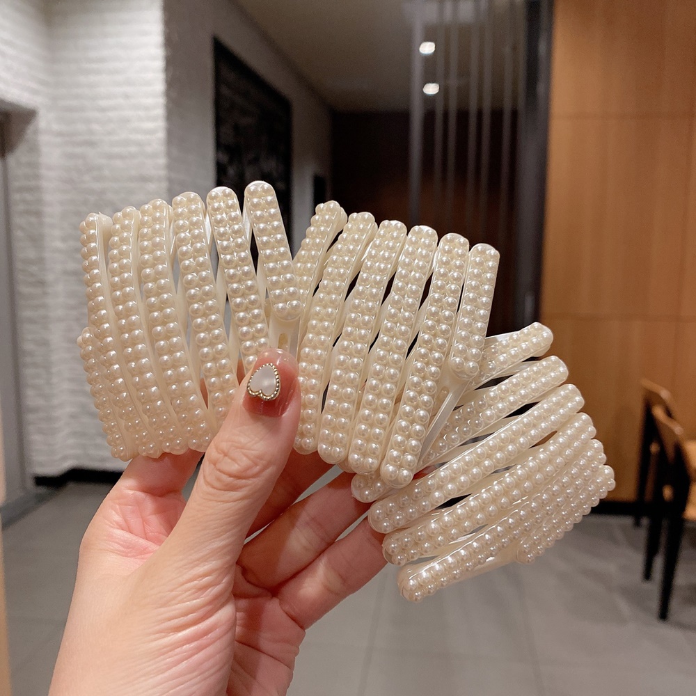 접이식 진주 머리띠 슬림 헤어 귀안아픈 세안 밴드 이미지 7