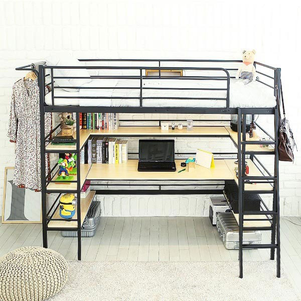 [선물이벤트]일루일루 코모드i 멀티선반 벙커침대 싱글 프레임 책상 철제 성인 2층 수납 올인원