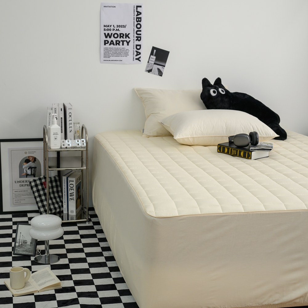 나라데코 40수 순면 솔리드 누빔 매트리스커버 S