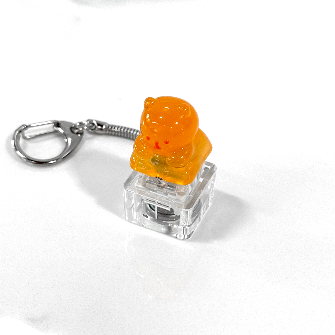 포인트키캡 키링 LED 딸깍이 아티산 귀여운 동물 열쇠고리 차키 가방 젤리곰 오렌지곰 - 상세 이미지 5
