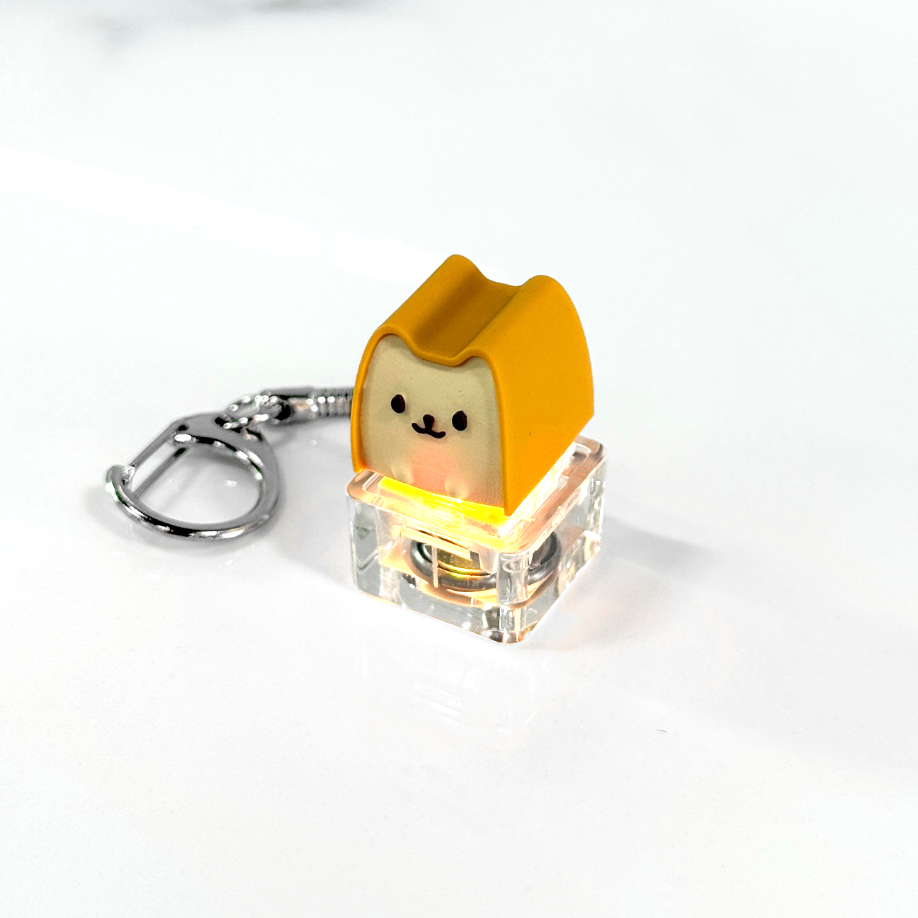 포인트키캡 키링 LED 딸깍이 아티산 귀여운 동물 열쇠고리 차키 가방 고양이 식빵캣