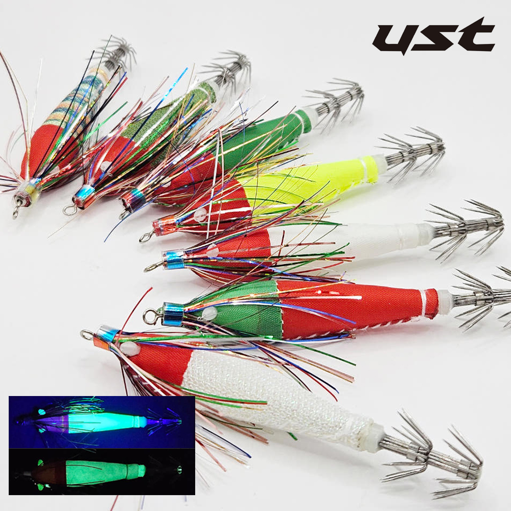 미니 UV 야광 슬로우싱킹 레인보우 틴셀 이카스테 한치 갑오징어 에기 2.5호 2개입