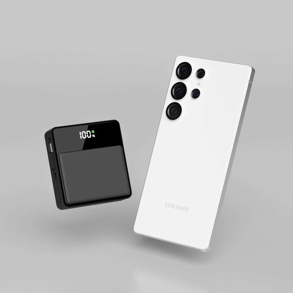 미니덕트 쿼드로 대용량 미니 보조배터리 PD 22.5W 고속충전 10000mAh, 매트 블랙