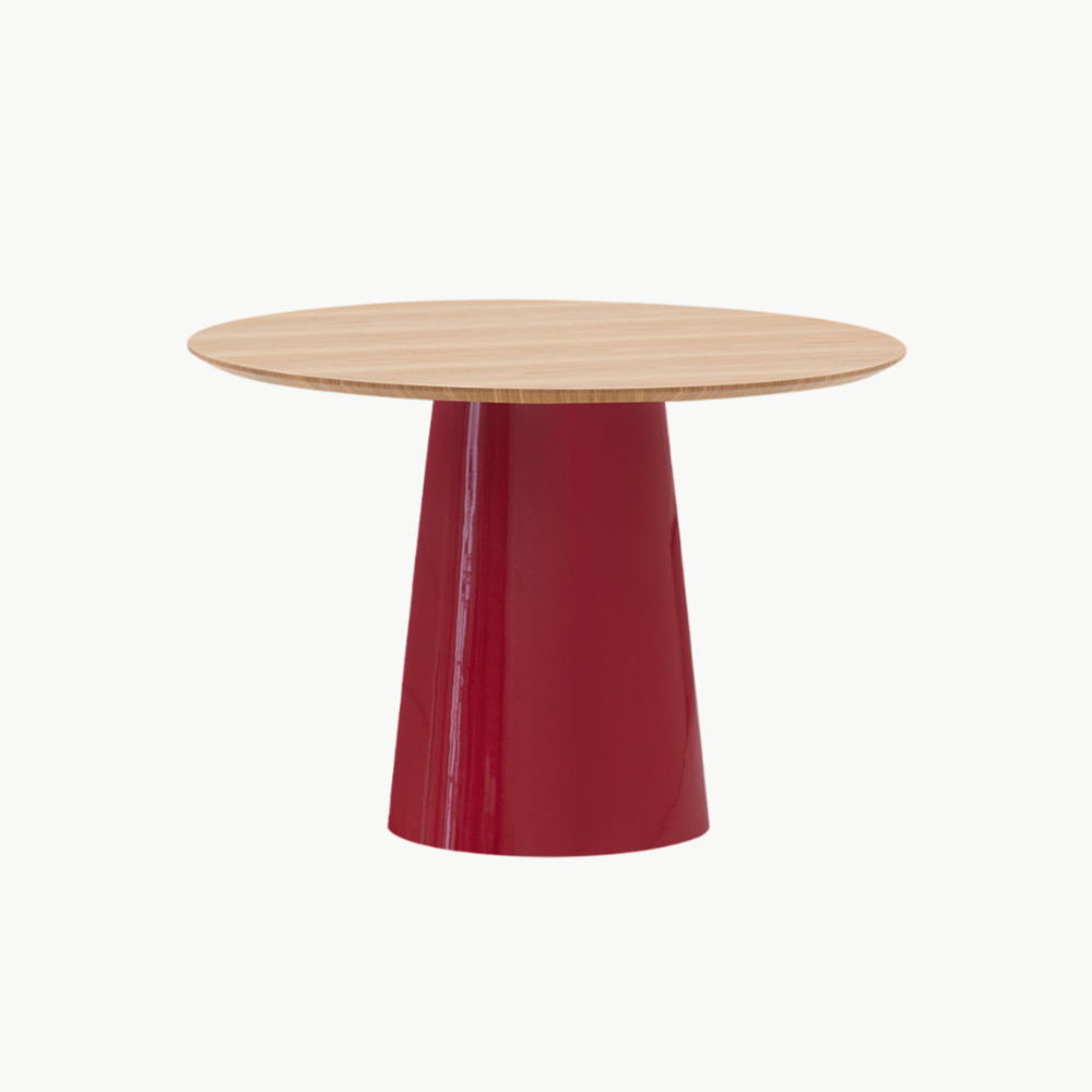 [헨지디자인] 비노 딥 레드 라운드 화이트오크 테이블 원목 인테리어식탁 - 상품 이미지