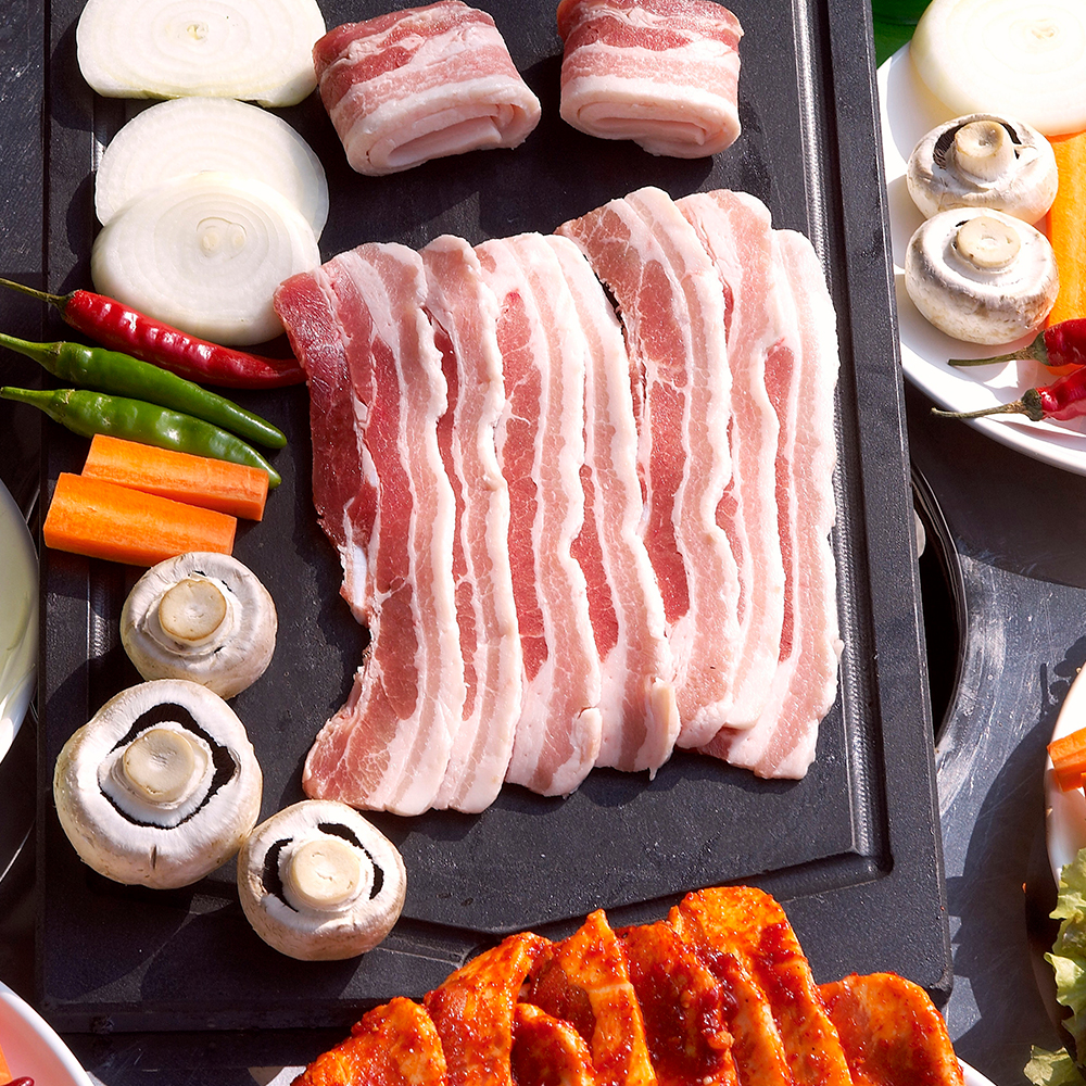 고소한 한돈 옛날 삼겹살 슬라이스 구이용 가정용 돼지 고기 반찬 냉장, 300g, 5개