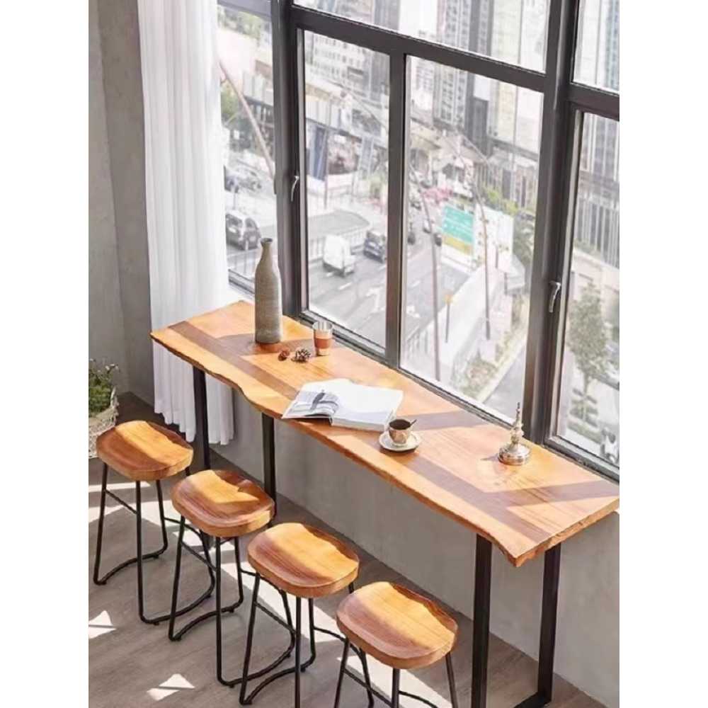 창가 테이블 간이 홈바 우드 원목 폭좁은책상 좁고긴 1m - 상세 이미지 2