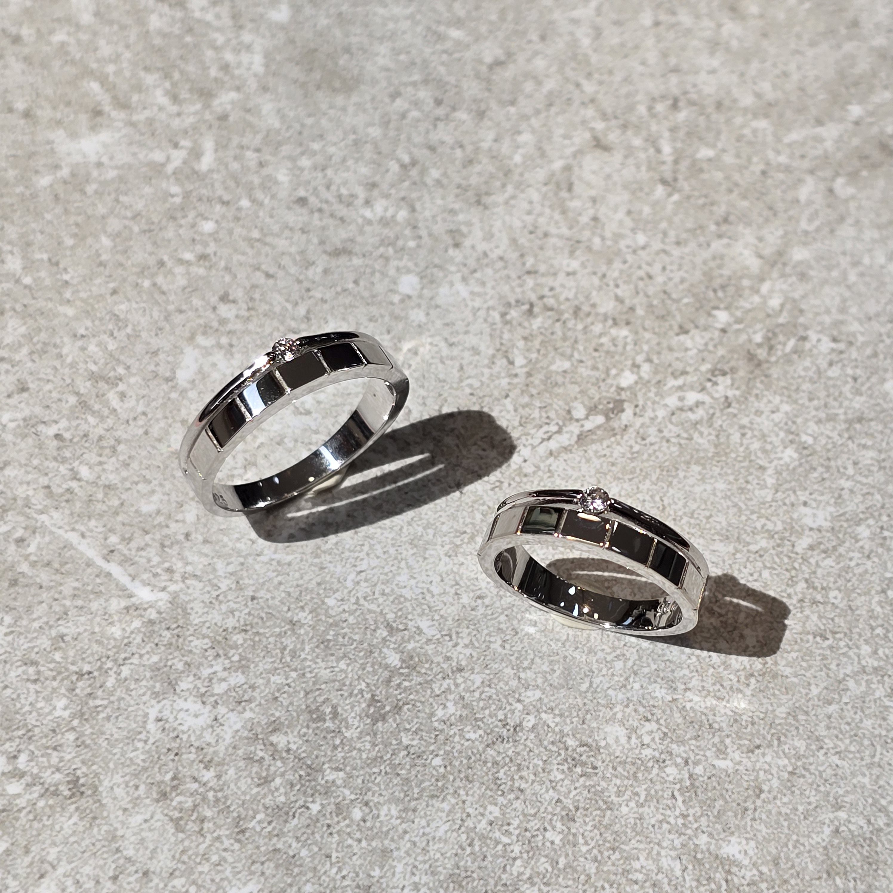 실버925 커플링 두줄 사각 커플반지 [Frame by Frame]