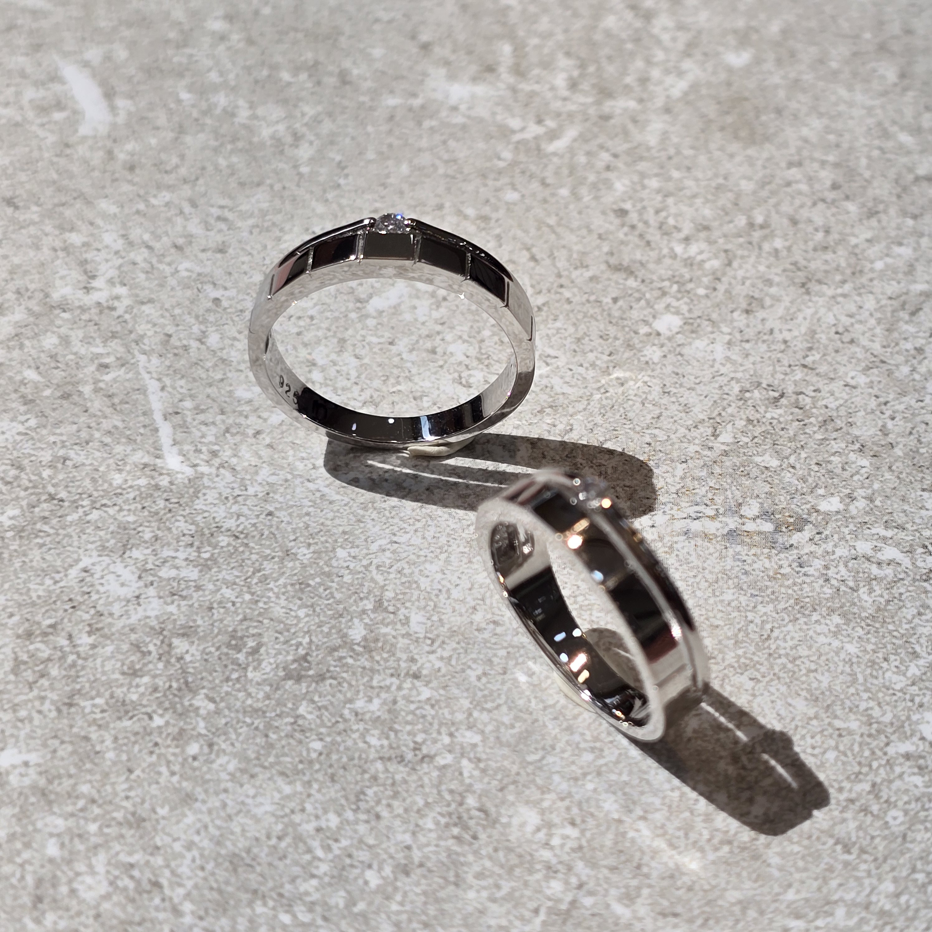 실버925 커플링 두줄 사각 커플반지 [Frame by Frame]