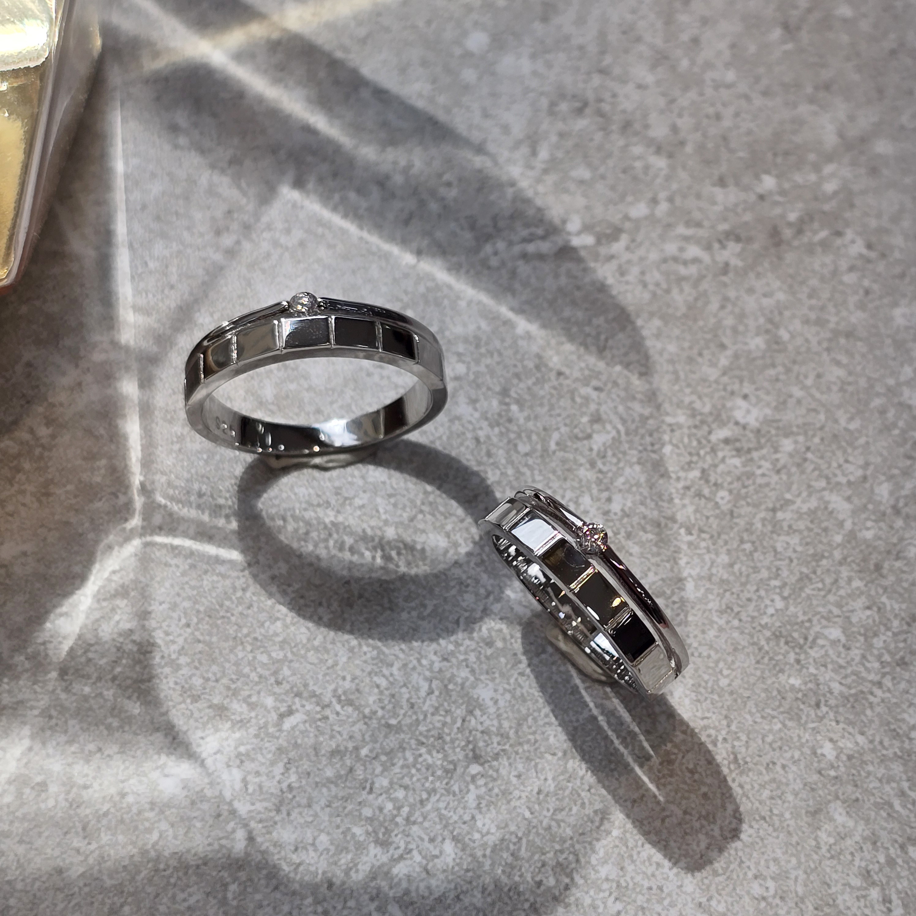 실버925 커플링 두줄 사각 커플반지 [Frame by Frame]