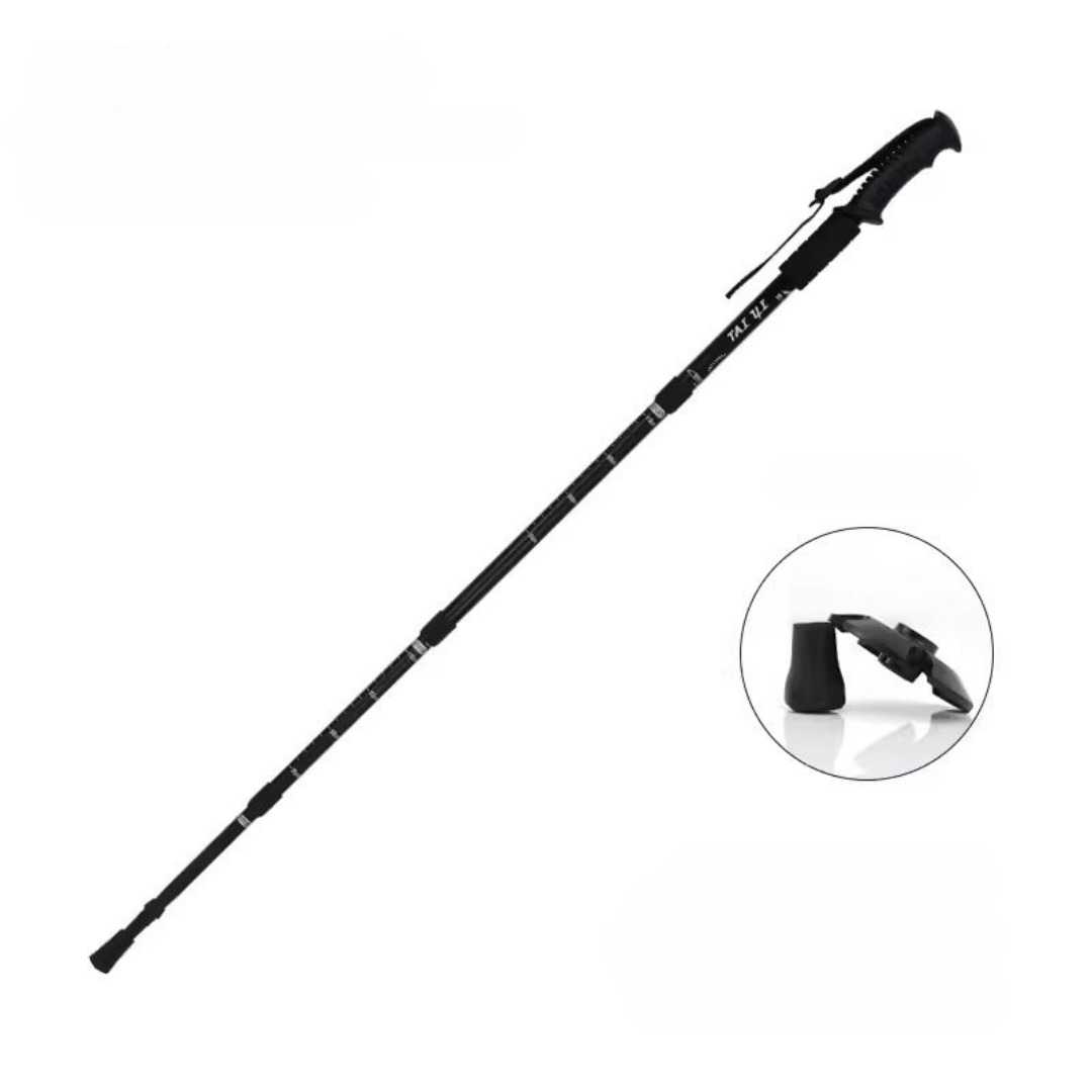 등산스틱 지팡이 초경량 듀랄루민 4단 접이식 충격흡수 블랙, FREE