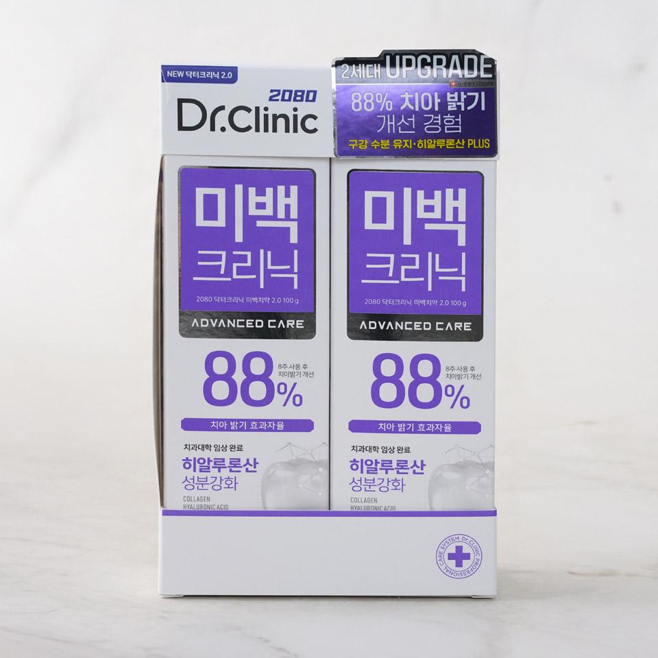 메가마트 애경 2080닥터크리닉 치약 미백 100gx2입 - 상품 이미지