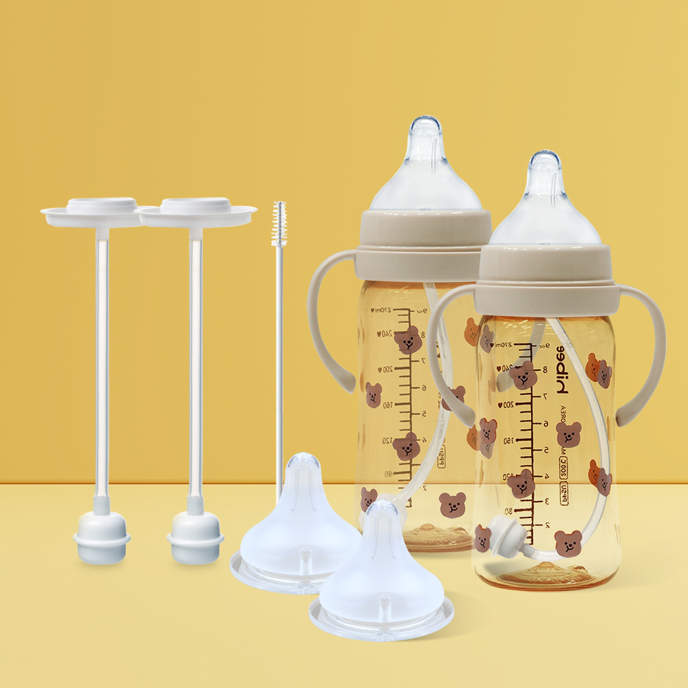 [하이비 혼자서도 씩씩하게 패키지] 에잇벤트젖병 270ml2P 젖병손잡이2P 소프트필젖꼭지2P 추스트로우2P 색상/패턴 랜덤발송 - 상품 이미지