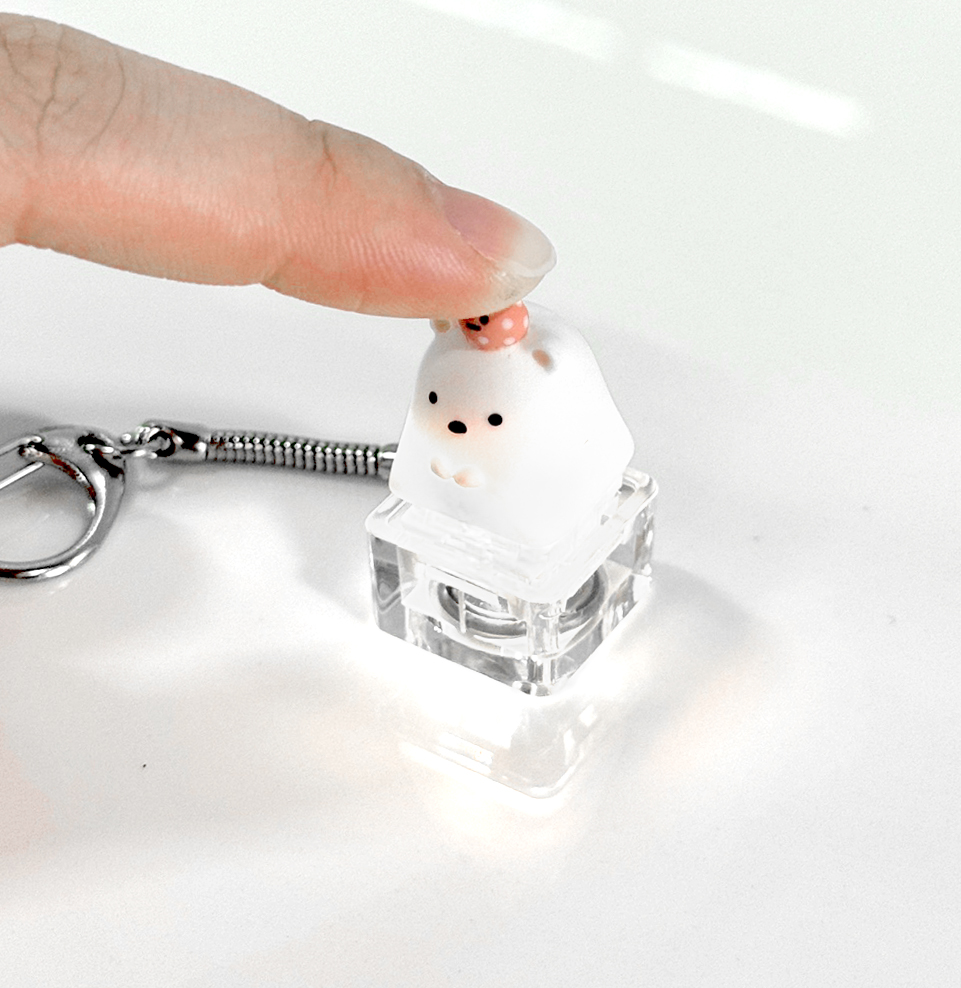 포인트키캡 키링 LED 딸깍이 아티산 귀여운 동물 열쇠고리 차키 가방 북극곰