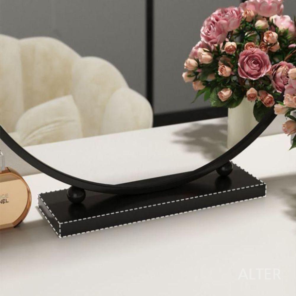 탁상 원형 화장대 큰 거울 데스크 대형 40CM 검정 고정 대형 거울 - 상세 이미지 3