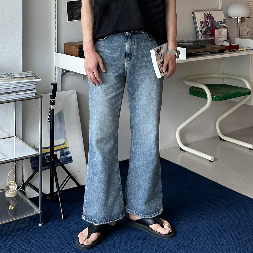 남자 부츠컷청바지 와이드 팬츠 데님 플레어진 남자 청바지