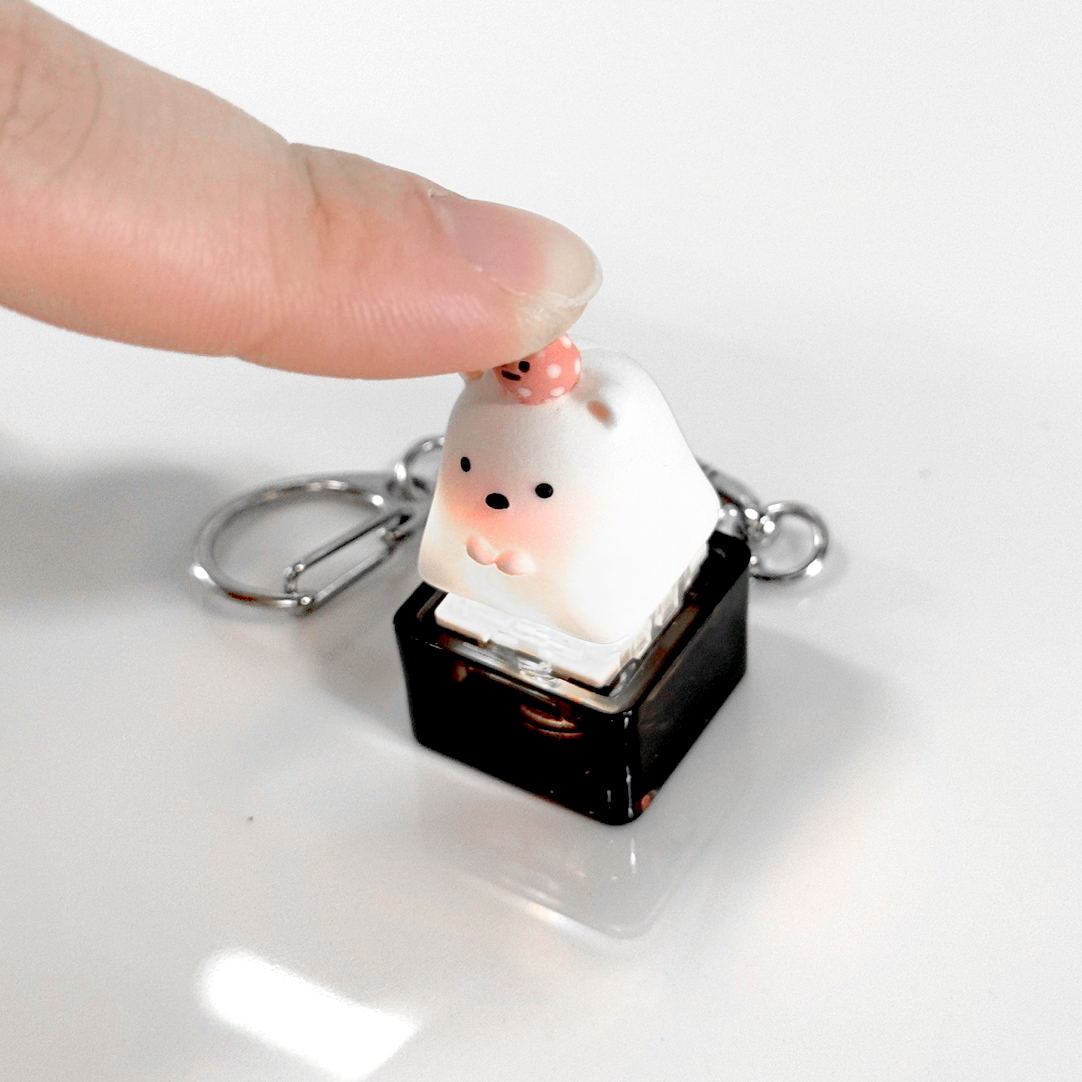 포인트키캡 키링 LED 딸깍이 아티산 귀여운 동물 열쇠고리 차키 가방 북극곰 이미지 7