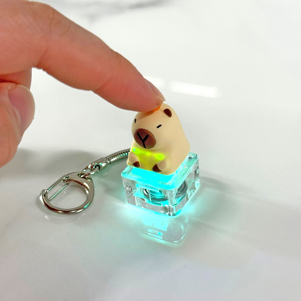 포인트키캡 키링 LED 딸깍이 아티산 귀여운 동물 열쇠고리 차키 가방 카피바라 감귤바라 - 상세 이미지 2