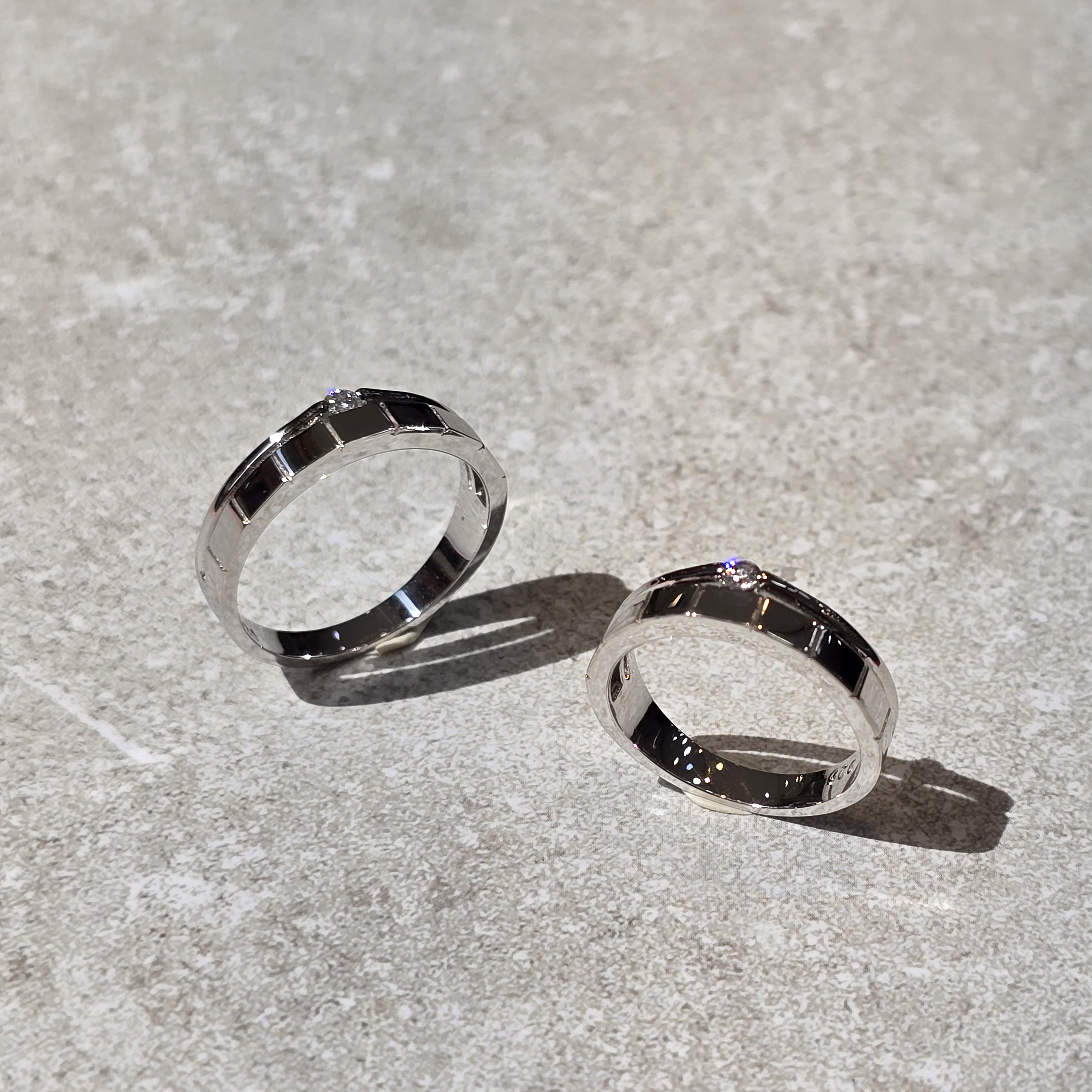 실버925 커플링 두줄 사각 커플반지 [Frame by Frame]