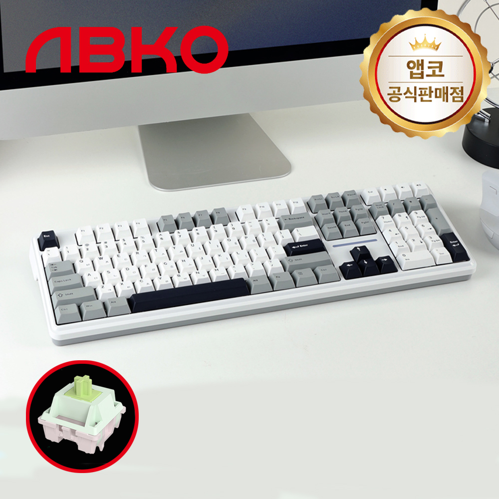 앱코 AK108 3모드 OTEMU 특주축 유무선 기계식 키보드 그레이, 멜론축, 40g - 상품 이미지