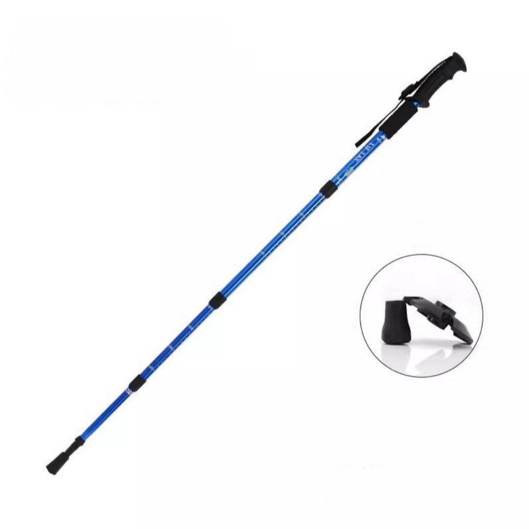 등산스틱 지팡이 초경량 듀랄루민 4단 접이식 충격흡수 블루, FREE