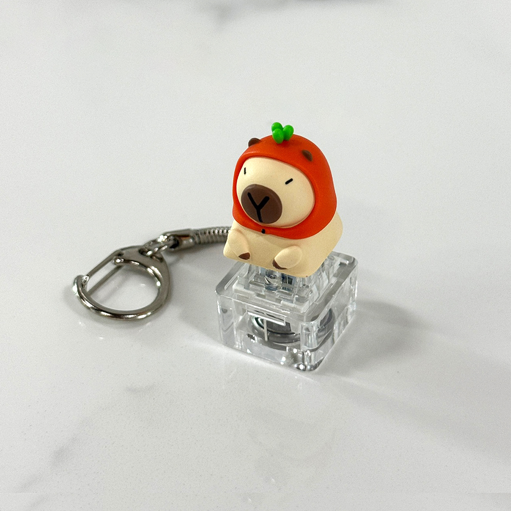포인트키캡 키링 LED 딸깍이 아티산 귀여운 동물 열쇠고리 차키 가방 카피바라 당근바라 - 상세 이미지 5