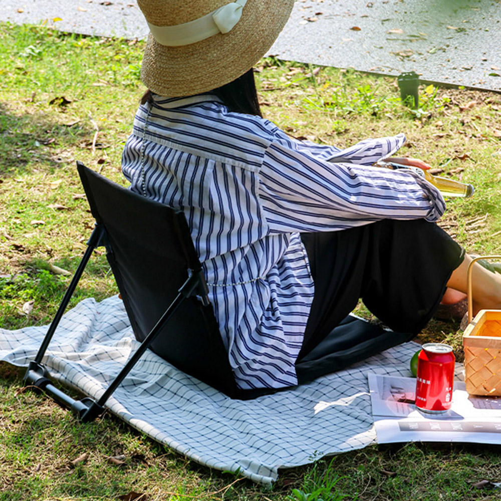 그라운드체어 캠핑 등받이 접이식 휴대용 좌식의자 로우, 블랙, 2개 - 상세 이미지 4