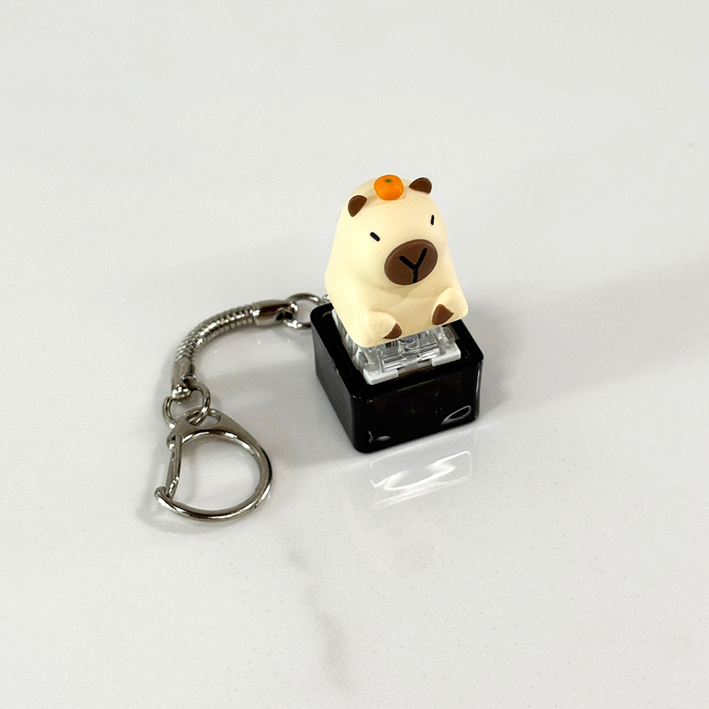 포인트키캡 키링 LED 딸깍이 아티산 귀여운 동물 열쇠고리 차키 가방 카피바라 감귤바라 이미지 8