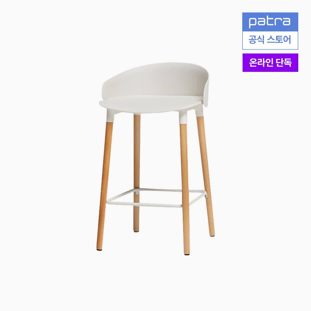 파트라 올라 우드 바스툴 홈바 식탁 의자 SSOA65W-2 크림화이트+레드(기본커버) - 메인 이미지