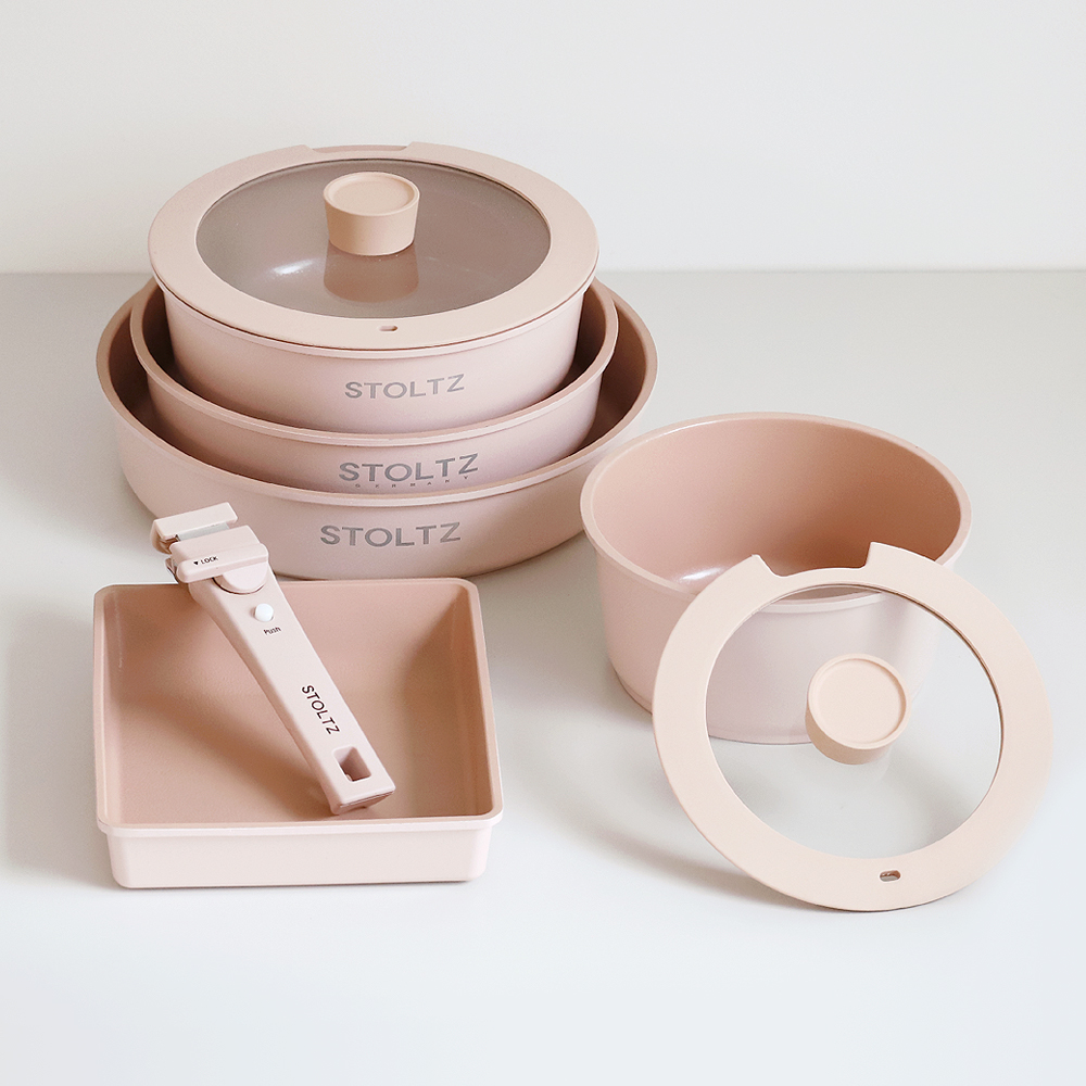 STOLTZ 슈톨츠 로제 IH 매직 쿡웨어 8P세트(멀티핸들포함) 인덕션 냄비 프라이팬 세트