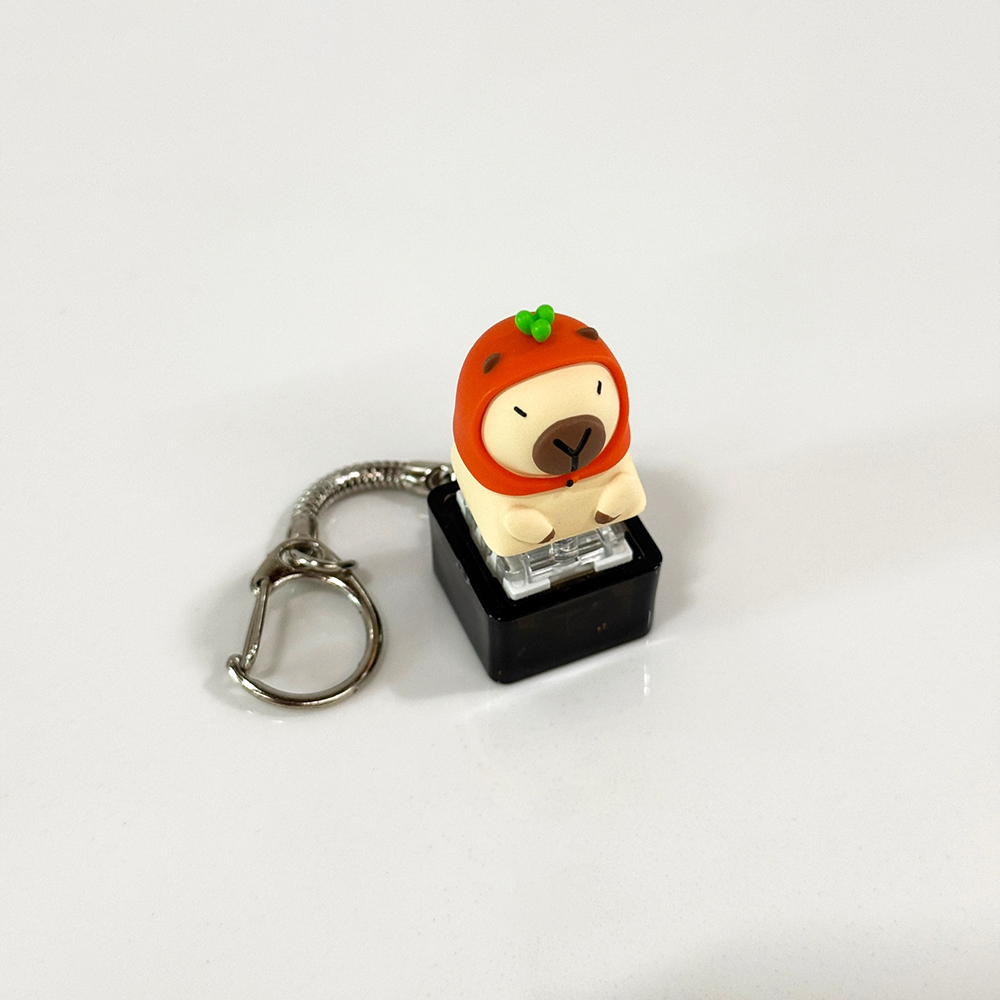 포인트키캡 키링 LED 딸깍이 아티산 귀여운 동물 열쇠고리 차키 가방 카피바라 당근바라 이미지 6