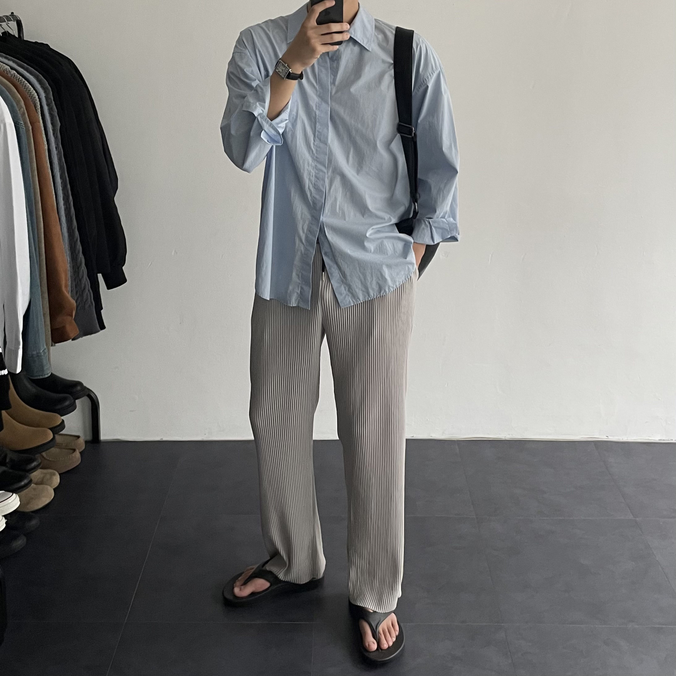 남자플리츠팬츠 남자와이드팬츠 남성냉장고바지 - 상세 이미지 3