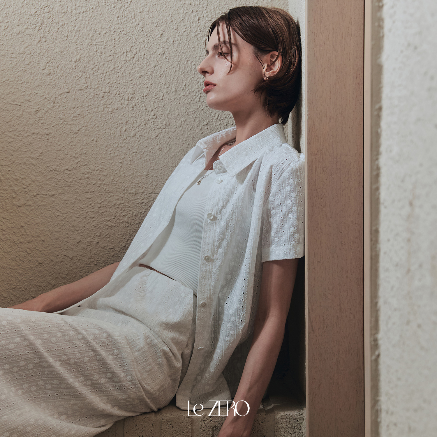 [제로스트릿] 르제로 에어코튼 레이스 셔츠 LeZERO AIR COTTON LACE SHIRT / WHITE - 상세 이미지 3