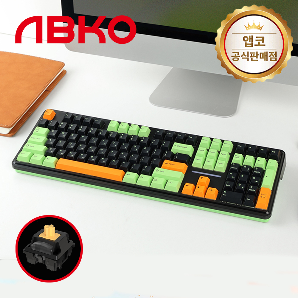 앱코 AK108 3모드 OTEMU 특주축 유무선 기계식 키보드 그린, 거북이 등껍질축, 40g - 상품 이미지